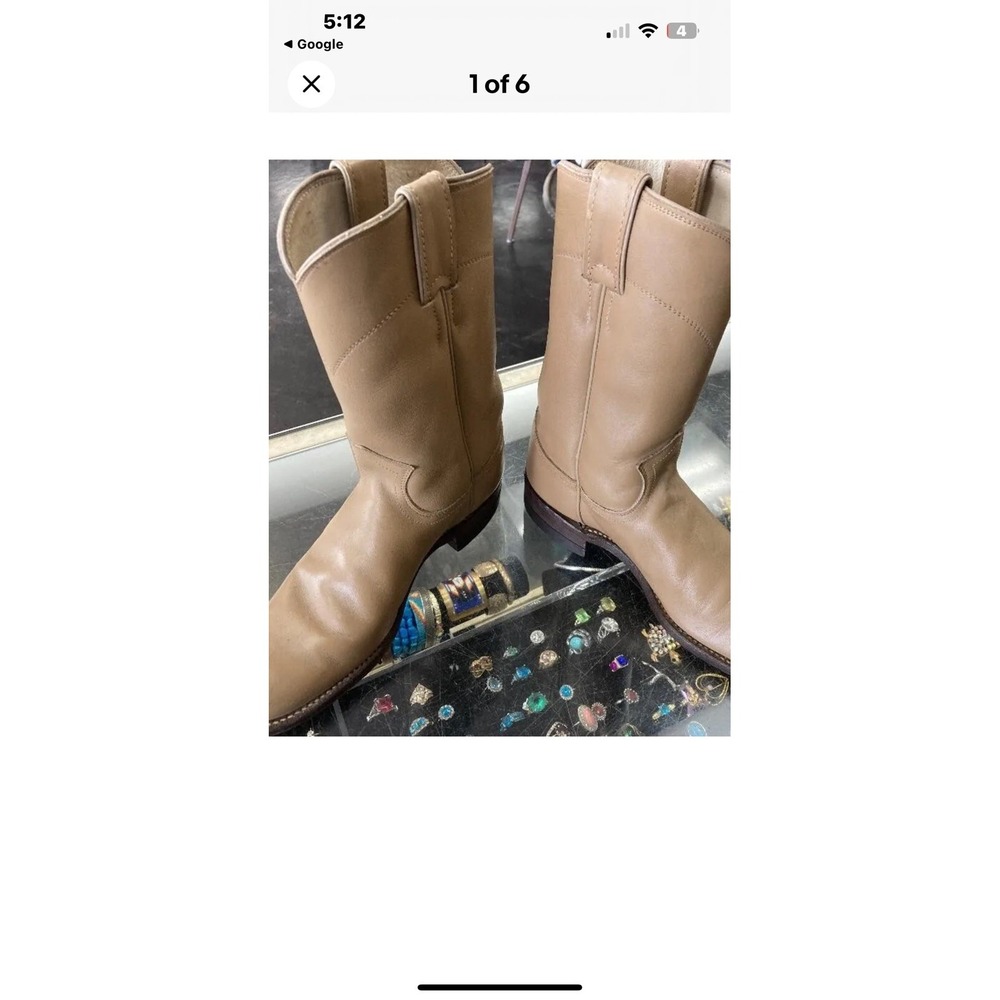 Vtg Justin Coastal Cowgirl Country Grunge Western L3710 Roper USA Made Boot 4C